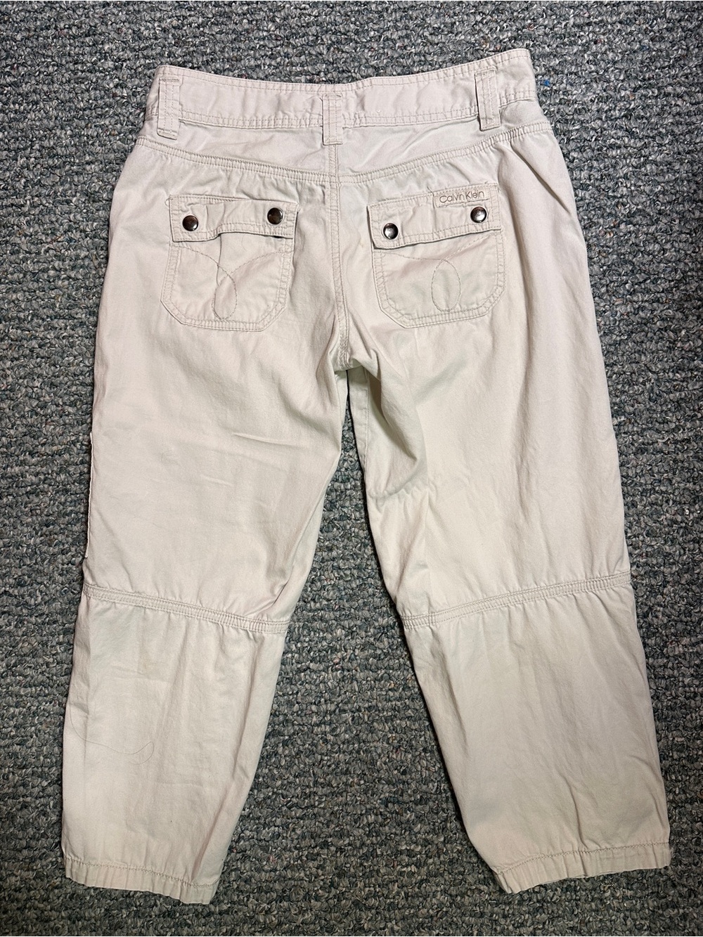 Y2K Calvin Klein Jeans Cream Cargo Crop Capris Pants Mid Rise - Picture 5 of 6